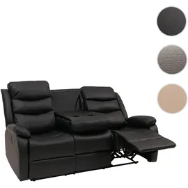 Mendler 3er Kinosessel HWC-O62 Kunstleder 181 x 107 x 0 cm Schwarz mit Liegefunktion
