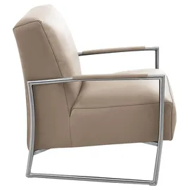 K+W Komfort & Wohnen Cocktailsessel K+W KOMFORT & WOHNEN, beige (sand), B:62cm H:77cm T:83cm, Sessel, Cocktailsessel, mit bezogenen Armlehnen, Gestell in Metall Edelstahloptik