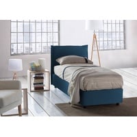 Einzelbett Zusanne, Containerbett mit Stoffbespannung, 100% Made in Italy, Frontöffnung, passend für Matratze Cm 90x190, Blau - Blau