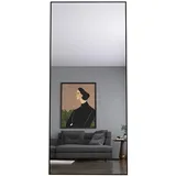 Standspiegel, Schwarz, Metall, 80x180x180 cm, Spiegel, Standspiegel