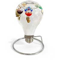 GALILEO THERMOMETER LIGHT BULB SHAPED on Stand |Multicoloured |Temperature Gauge