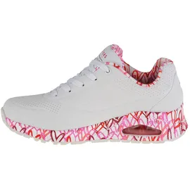 SKECHERS Uno - Loving Love Damen white durabuck/red pink mesh trim 38