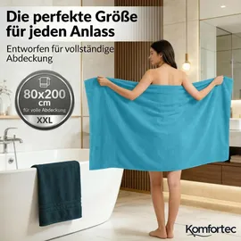 Komfortec 2er Saunatuch Set 80 x 200 cm petrol/türkis