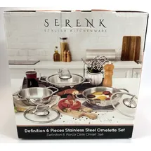 Serenk Definition Edelstahl Eierpfannen Set – Sahan für alle Herdarten, Servierpfanne Omelettpfanne, 14-16-18 cm, Türkiye,