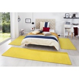 HANSE HOME Teppich Bettumrandung Fancy 3-teilig – Bettvorleger Teppichläufer Kurzflor Einfarbig Läufer-Set für Schlafzimmer, Gelb 2X 67x140 cm 1x 67x250cm