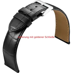 Eulit Kalbleder mit Krokoprägung Guinea 20mm" E608007620101" - schwarz