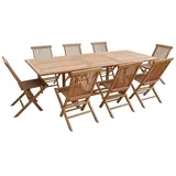 Happy Garden Teakholz-gartenmöbel Lombok - rechteckiger ausziehbarer Tisch - 8 Plätze