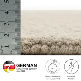 THEKO Pure Uni, rechteckig 14 mm Höhe Handwebteppich, meliert, reine Wolle, handgewebt