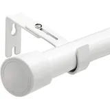 Vorhangstange Ausziehbar Gardinenstange Weiß Gardinenstangen mit Halterungen für Schlafzimmer, Wohnzimmer, Küche(84-185CM Φ25mm)
