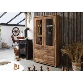 Massivmoebel24 Vitrine Akazie 98 x 40 x 180 cm Beige