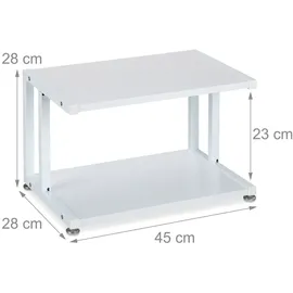 Relaxdays Druckerständer, 2 Ablagen, Schreibtischaufsatz für Drucker, HBT 28x45x28 cm, Druckertisch, Druckerhalter, weiß