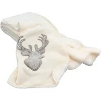 Heimtexland ® Kuscheldecke Hirsch Fell Imitat Wohndecke flauschig warm