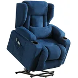 COMHOMA Massagesessel Relaxsessel Aufstehhilfe Massagesessel mit Stoffoberfläche, Massagefunktion, elektrisch verstellbar blau