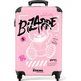 NoBoringSuitcases.com Handgepäck Koffer 55x35x20 cm 36L, Bunte Graffiti-Drucke: Rosa) - Teddybär, Reisekoffer, mit Rollen,