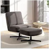 Homcom Relaxsessel mit Hocker drehbar Leinenoptik 68 x 93 x 91 cm Dunkelgrau