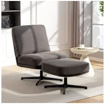 Homcom Relaxsessel mit Hocker drehbar Leinenoptik 68 x 93 x 91 cm Dunkelgrau