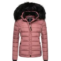 Navahoo Damen Winter Steppjacke Jacke mit abnehmbarem Fellkragen B355 [B355-Miamor-Dark-Rose-Gr.M] - M