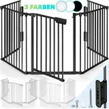 Kiduku® Kaminschutzgitter Baby Grau - 420 Cm Länge Absperrgitter Ofenschutzgitter Laufstall Türschutzgitter