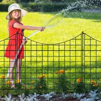 Jaxguom Teichzaun Gartenzaun Steckzaun Komplettset Metall 10 Zaunelemente Länge 7,5 m, Inkl 12 Befestigungsstäbe, Hundezaun, Gitterzaun Set für Tierbarriere (Unterbogen,Grün)