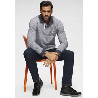 MAN'S WORLD Langarm-Poloshirt Langarm, melierte Optik, Polokragen, aus Baumwolle, Gr. XL (56/58), blau-meliert, , 21294623-XL