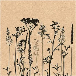 20 Servietten Papier 33x33cm 3-lagig - hochwertige Einweg Papierservietten Blumen Gräser Motiv Partyservietten Naturmotiv Frühlingsdeko Tischdeko
