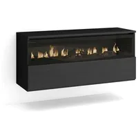 SKRAUT HOME Elektrokamin led, Elektrische Kamine, 102x45x35cm, 1 Öffnung, 1 Tür, Elektrokamin. Hängend, Moderner Stil, Schwarz - Kühlen, Elektrokamine