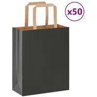 VidaXL Papiertragetaschen 50 Stk. mit Henkeln Schwarz 18x8x22 cm