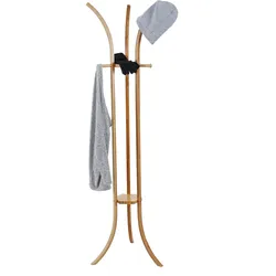 Mendler Garderobenständer HWC-D89, Standgarderobe Garderobe Kleiderständer, Holz Bambus 177x48x48cm