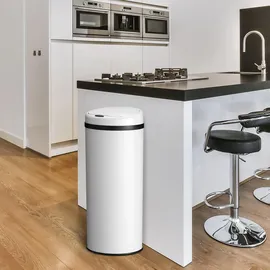 Juskys Automatik Mülleimer 50 l Weiß