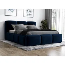 a&j möbelland gmbh Polsterbett STAR -OM 90 x 200 mit Bettkasten. Farbe: Blau - Blau