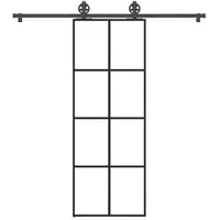 vidaXL Schiebetür mit Beschlag 76x205 cm ESG-Glas & Aluminium