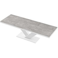 designimpex Esstisch Design Tisch HE-999 Grau Beton - Weiß Hochglanz ausziehbar 160 bis 256 grau