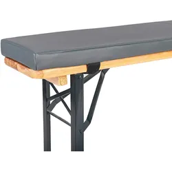 TexDeko Bierbankauflage gepolstert 220x25x4cm XL Bankauflage waschbar mit Reißverschluss zum selber aufziehen (Grau Kunstleder)