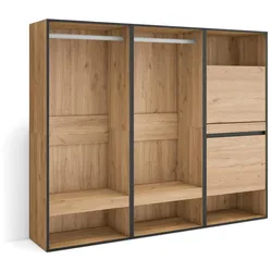 SKRAUT HOME Offener Schrank, Kleiderbügel mit Einlegeböden, 180x35x145 cm, Schlafzimmer, Kleidung, Schuhe, Moderner Stil, Eiche - 436_4