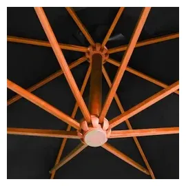 vidaXL Ampelschirm mit Mast 3,5 x 2,9 m Massivholz Tanne schwarz 313772