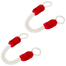 Relaxdays 4 x Türkordel Klemmschutz rot Creme,Rot