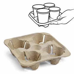 VEPATIM 60x Getränkehalter Tragetablett Becherhalter 4 Becher Coffee to Go 21x21cm