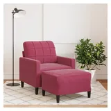 vidaXL Sessel mit Hocker 60 x 60 x 60 cm Weinrot Samt