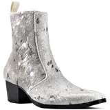 OSSTONE Chelsea cowboy Stiefel für Männer High Heels boots men Herren Kleid Schuhe Reißverschluss leder Leoparden OS-JY012-B-DE,Silber,Mens size EU41 - 41 EU