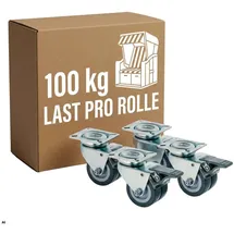 Mr. Deko Strandkorbrollen 4er Set Metall grau/silber