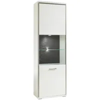 Livetastic Vitrine Accra, Grau, Silber, Weiß, Weiß Hochglanz, Metall,