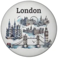 Speecheese Skyline London Magnet mit Flaschenöffner rund Souvenir mit