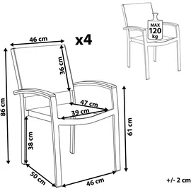 Beliani Pereta Gartenstuhl 4er Set 4 x 4 x 4 cm grau/weiß