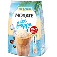 MOKATE® Frappe ICE-COFFEE Eiskaffe Instantkaffee | 12 Sticks | Geschmack : Sahneeis | Instant Kaffee Getränkepulver Smooth & Creamy Pulver Getränke | koffeinhaltig
