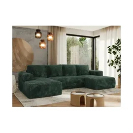 MKS Meble Ecksofa Cord 5-Sitzer Grün