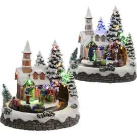 Kaemingk LED Weihnachtsdorf Szene 18 x 19 x 20 cm bunt