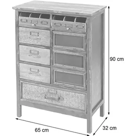 Mendler Apothekerkommode 90 x 65 x 32 cm Mehrfarbig