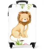 NoBoringSuitcases.com© Kinderkoffer Löwe - Kinder - Illustration - Aquarell 55x35x20cm, 4 Rollen, Kinder Koffer Klein, Trolley Handgepäck bunt|grün 35 cm x 55 cm x 20 cm