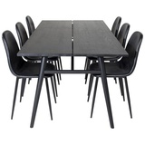 ebuy24 Ebuy24, Esstisch Ausziehbarer Tisch Länge cm 195 / 280 schwarz und 6 Polar Esszimmerstühle PU Kunstleder schwarz PU Kunstleder.