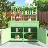 Jaxenor Gartenschrank Holz, Gartenschrank mit Regalen Outdoor Schrank, Balkonschrank für Garten, Terrasse, Gerätehaus, Garten Möbel, Grün